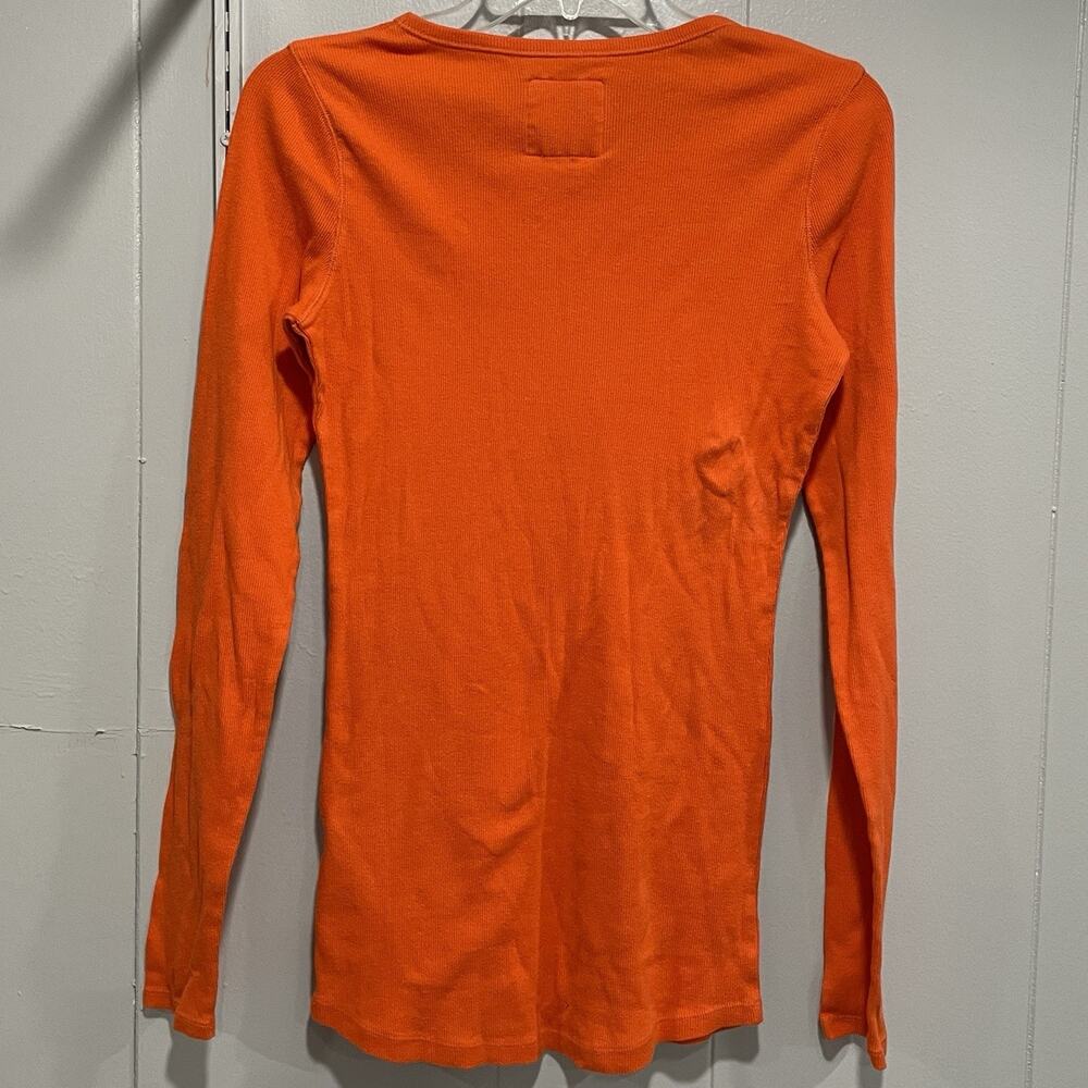 Y2K Abercrombie & Fitch Fitted Ribbed Top Medium Orange Tee Preppy Bella Elena - Picture 3 of 6